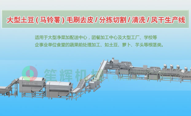 秦城连续式土豆去皮清洗切割风干生产线